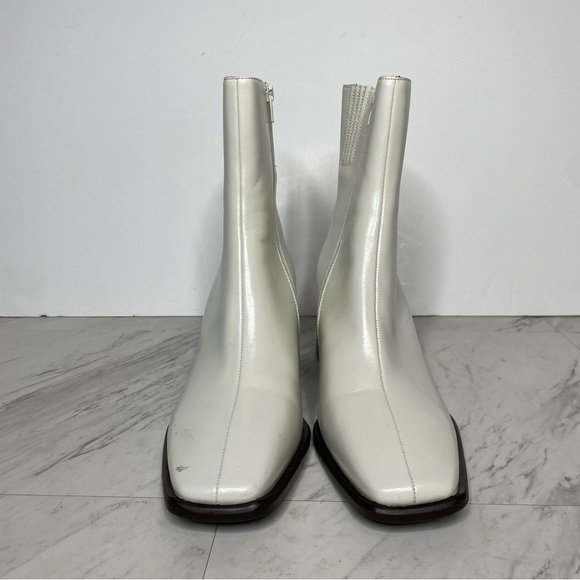Jeffrey Campbell White Leather Square Toe Heeled Bootie 10 - Picture 2 of 15